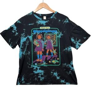 Romwe Kids Meet Your Doppelganger Tie Dye Graphic‎ Tee Black Teal Size M US 6
